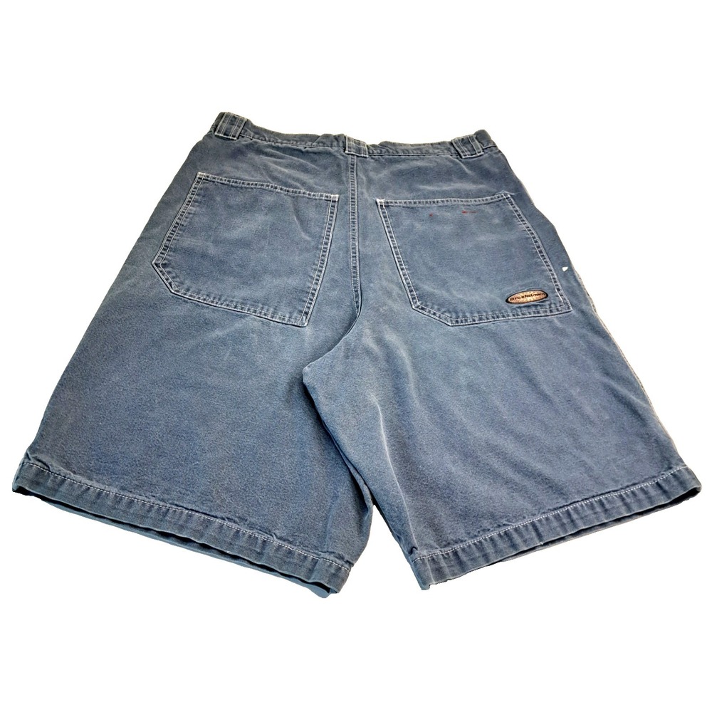 Vintage Y2K Breakdown Denim Shorts Men's‎ L Gray 34x24 Baggy Skater Raver Grunge
